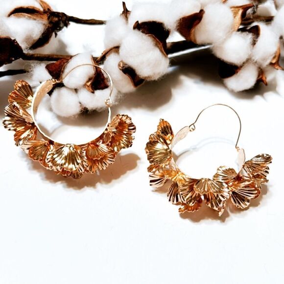 Floral hoop earrings N138 - Picture 2 of 4